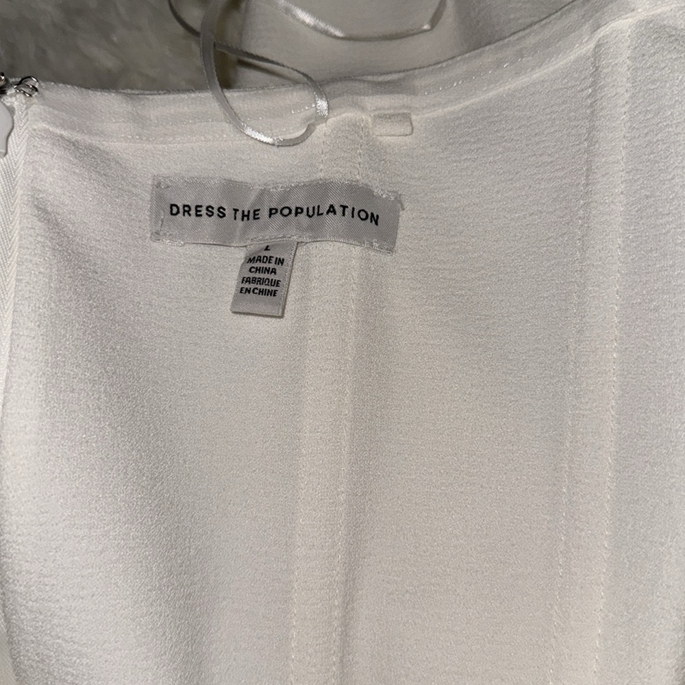 NWOT Dress the Population Bailey Off the Shoulder Dress white sz L - Picture 6 of 7